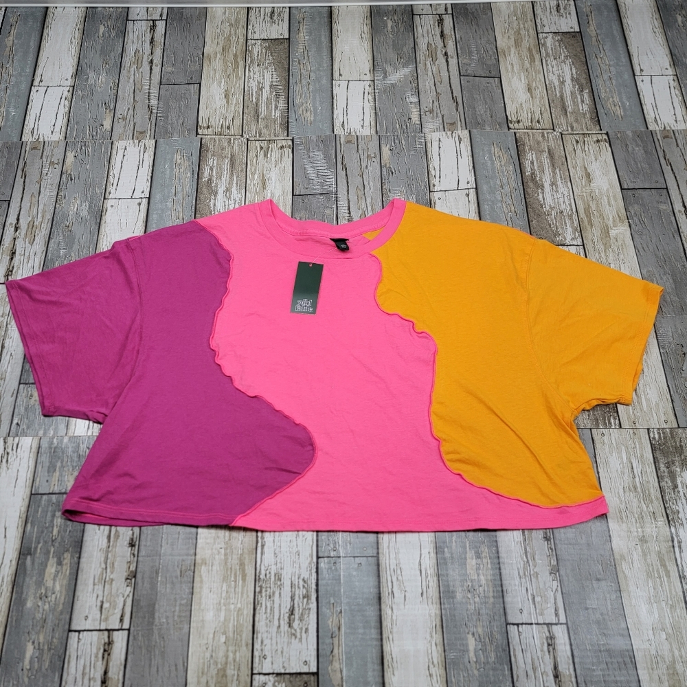 Short Sleeve Crop Boxy Top Brand Wild Fable, Multicolor Plus Size XXL. #C-M5.